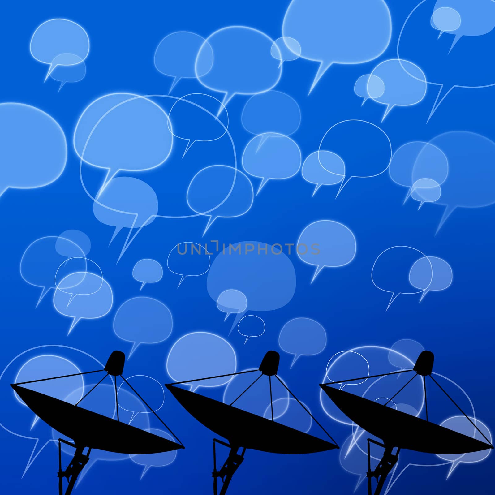 Satellite dish with comment icon on abstract background 