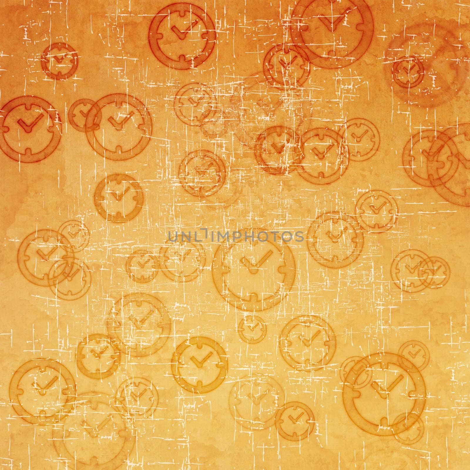 Clock icon on old paper background and pattern