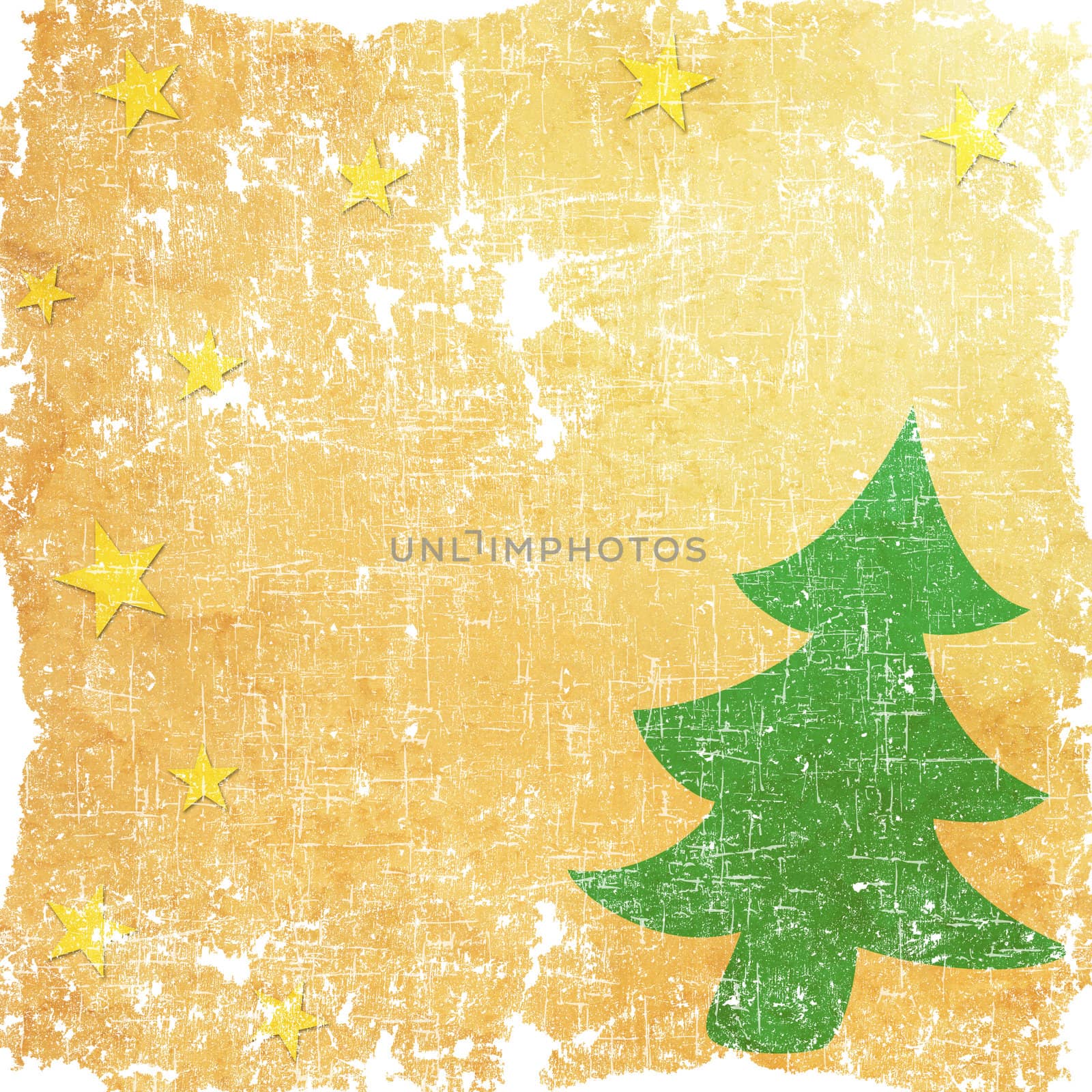 Tree of christmas on old paper background