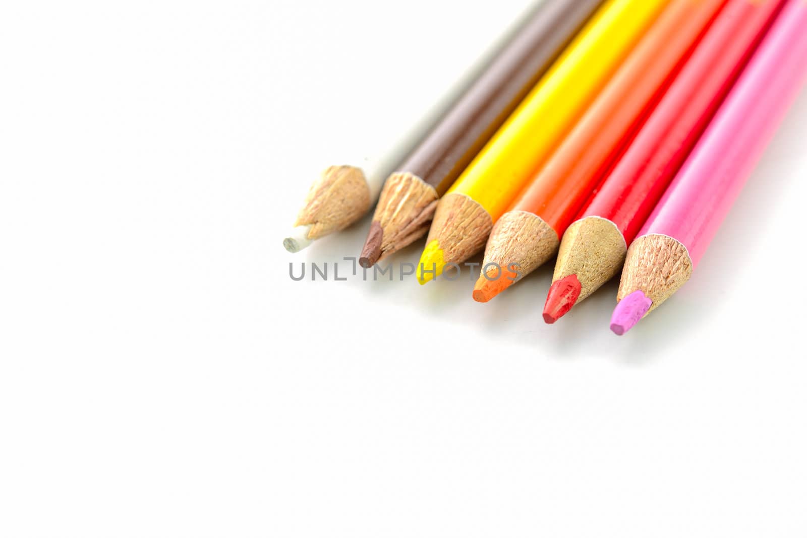 use old pencil color on white background isolated
