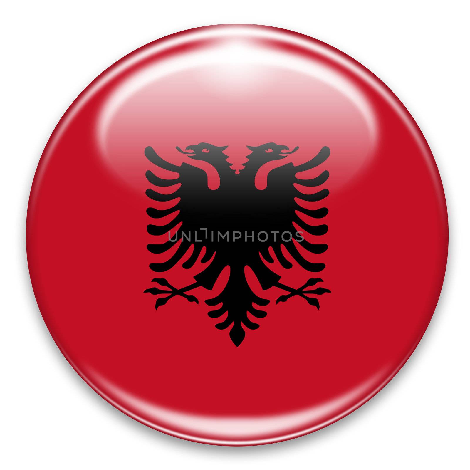 albanian flag button isolated on white