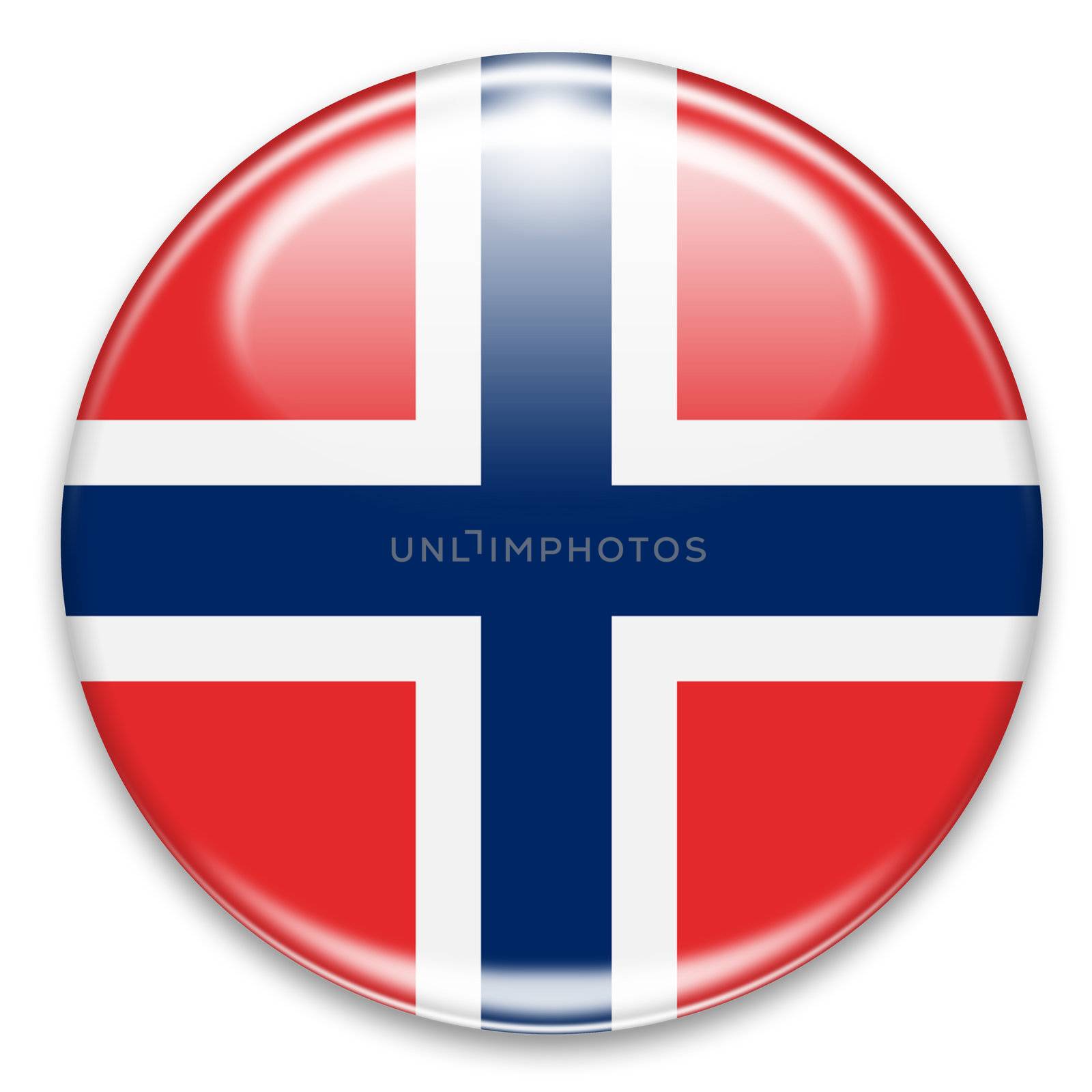 norwegian flag button isolated on white
