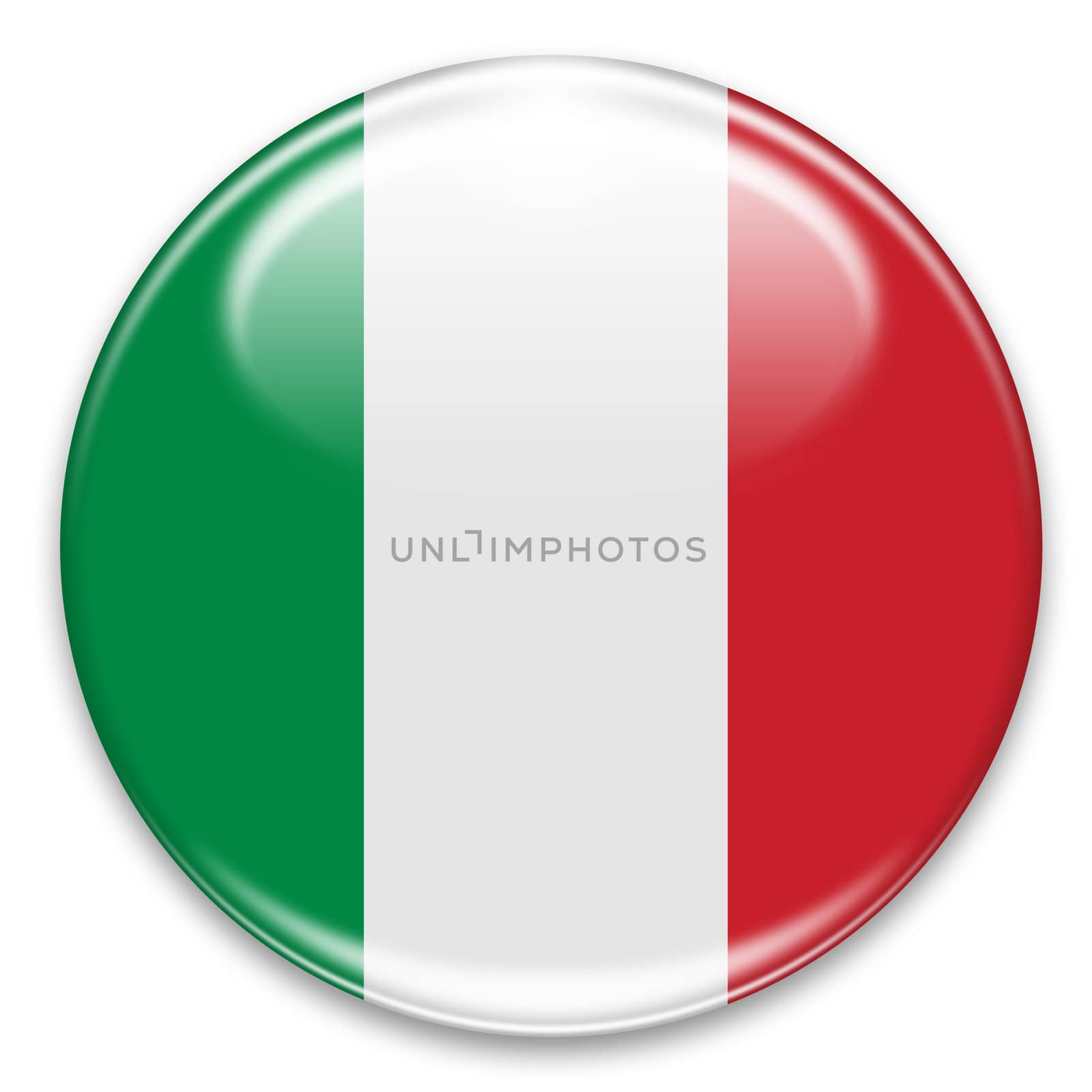 italian flag button isolated on white