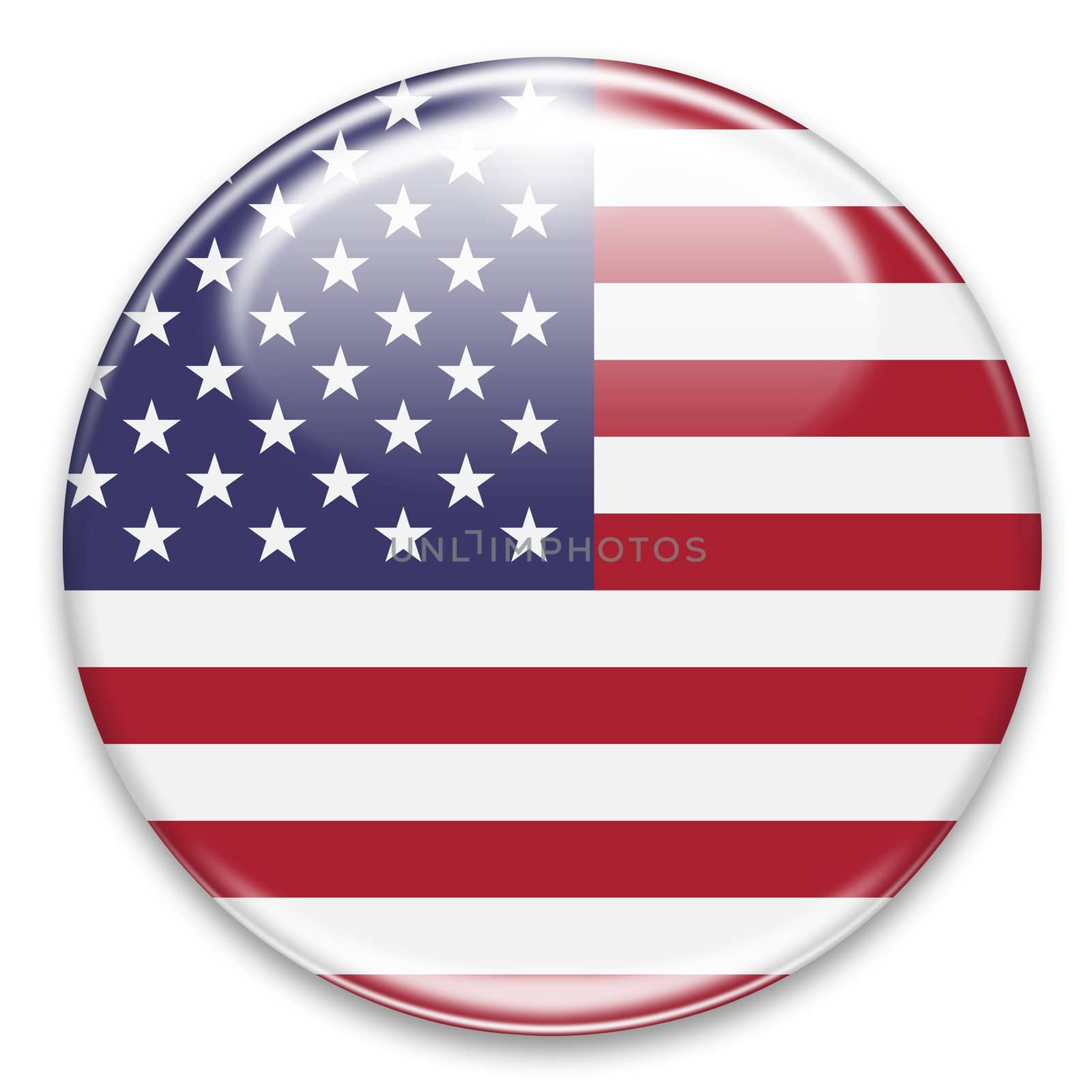 american flag button isolated on white