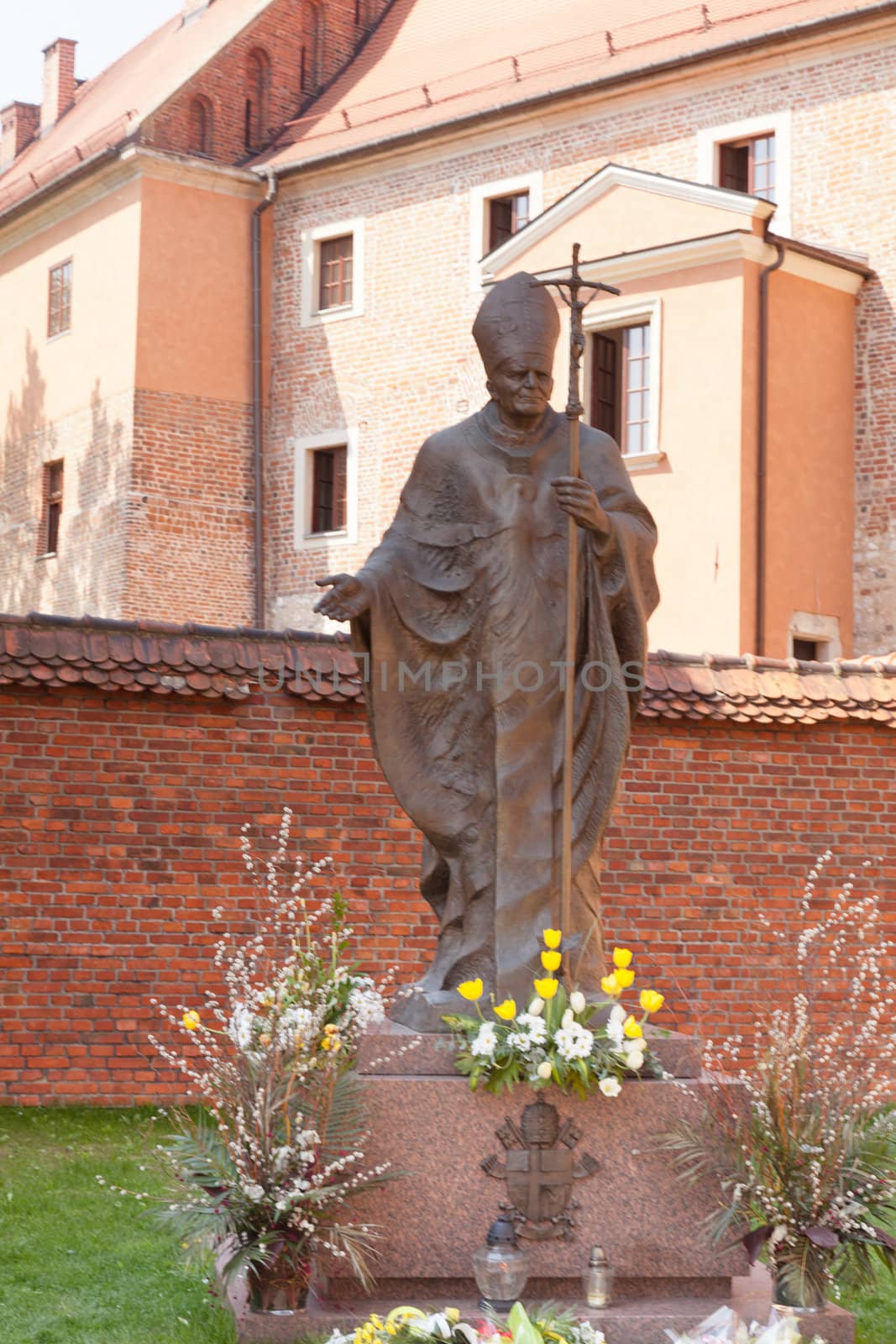 Pope John Paul II Statue at Wawel, Cracow, Poland.