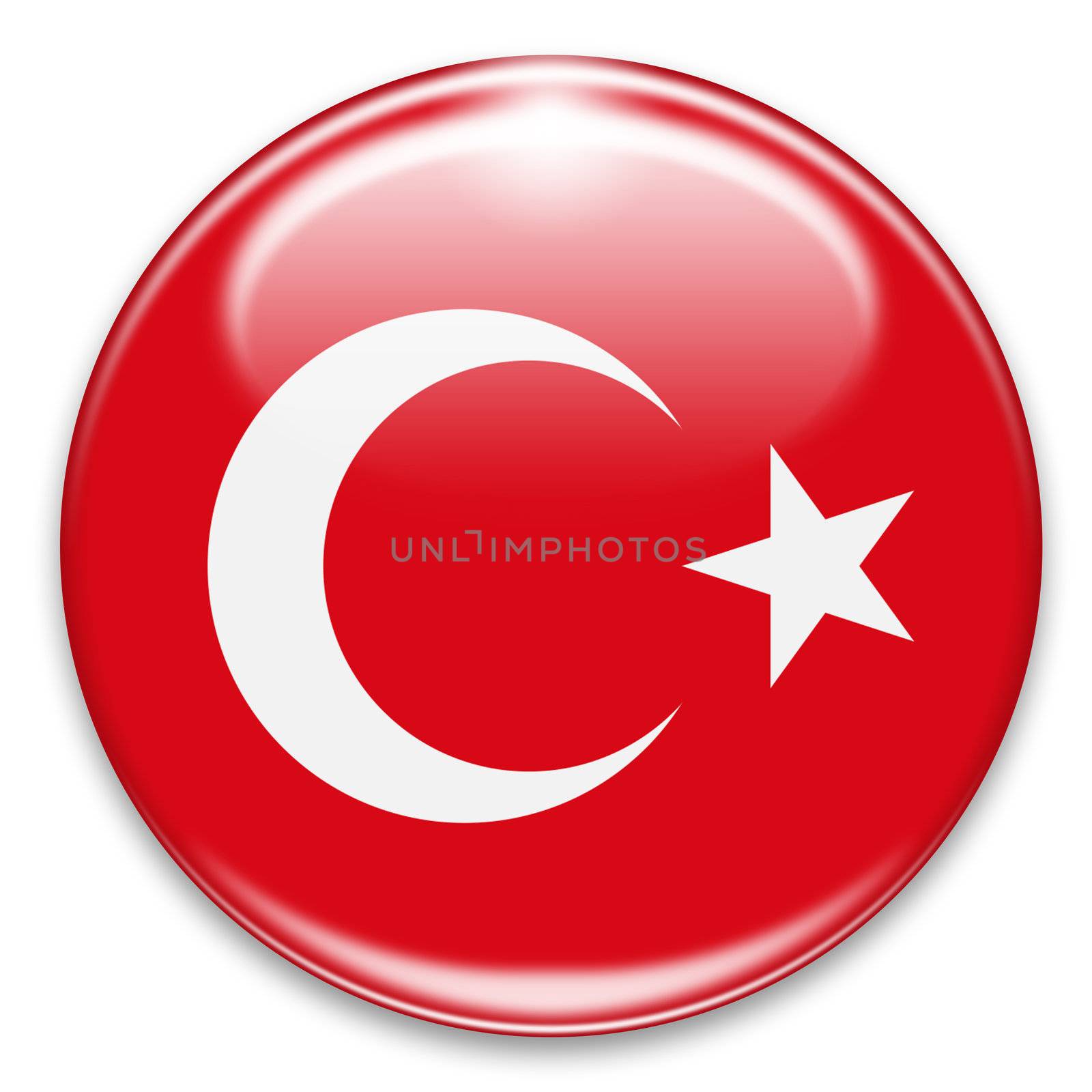 turkish flag button isolated on white