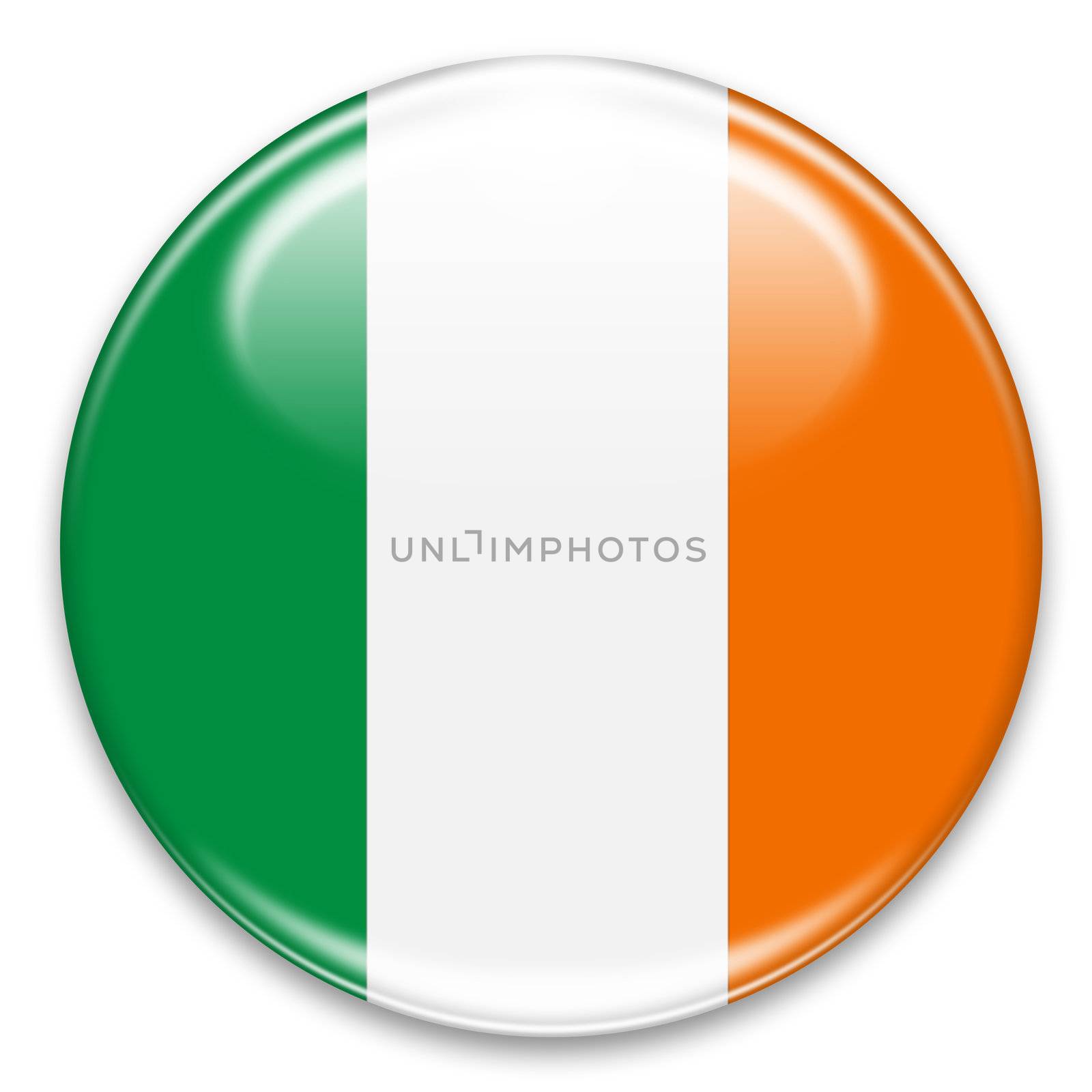 irish flag button isolated on white