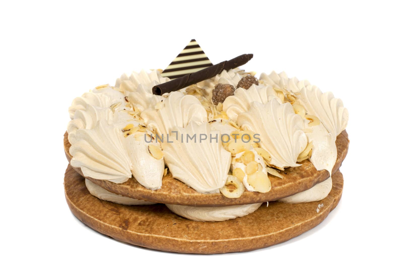 hazelnut cake with chocolate isoalted on white