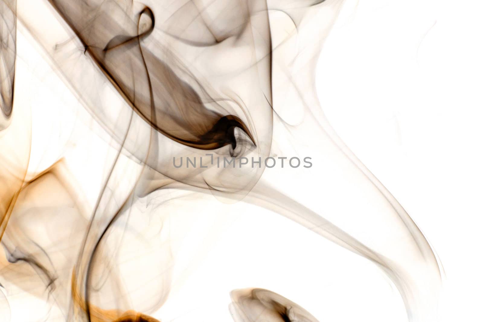 An abstract image of dark colored smoke set against a white background.