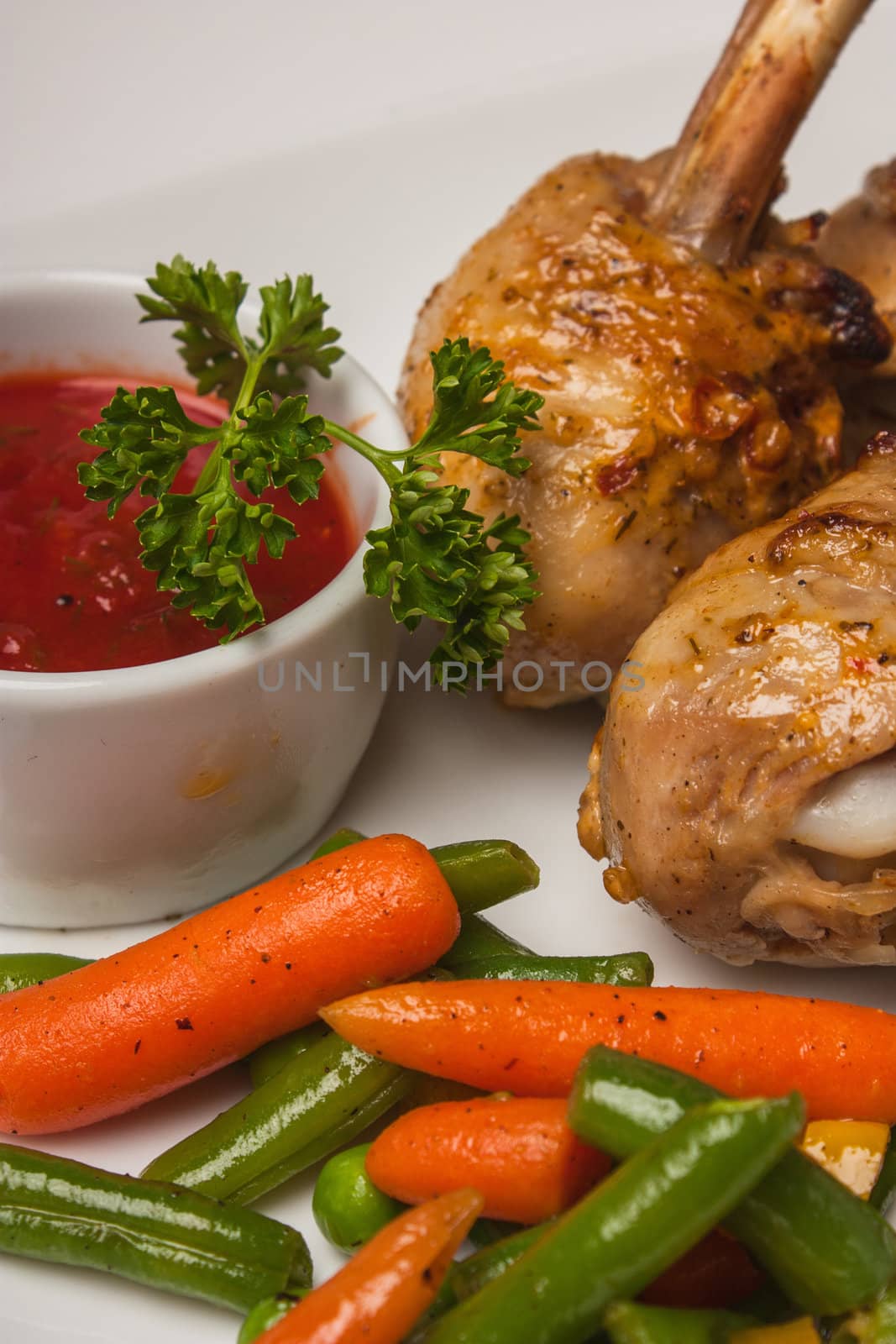 chicken legs with asparagus and ketchup by oleg_zhukov