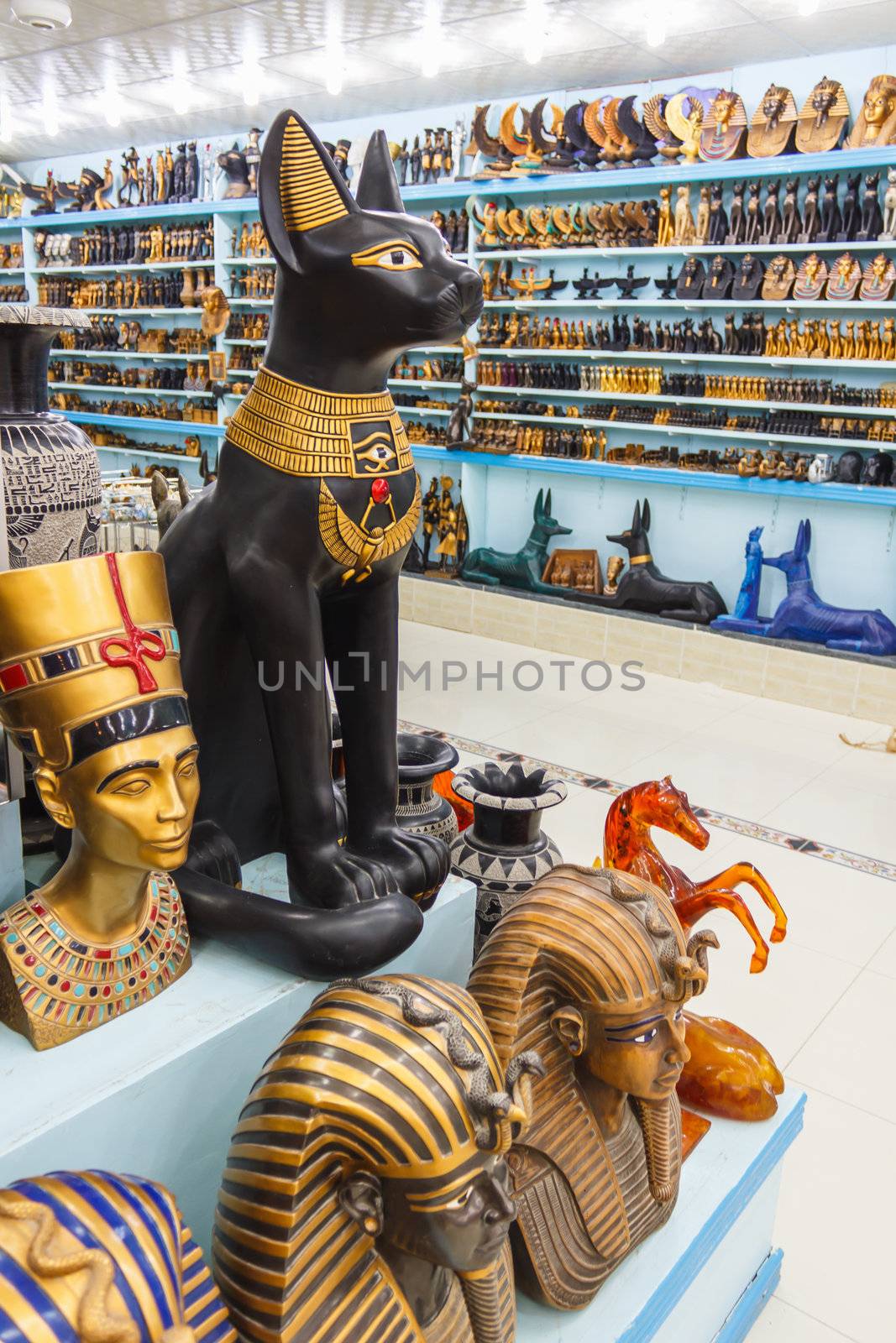 Showcase in the shop with Egyptian souvenirs by oleg_zhukov