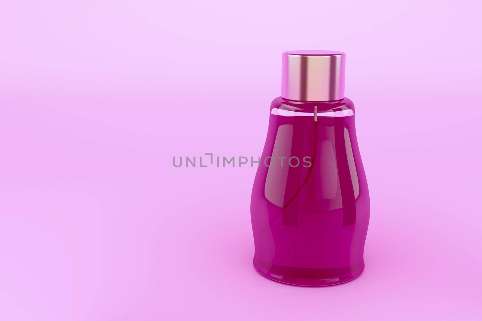 Female perfume on pink background