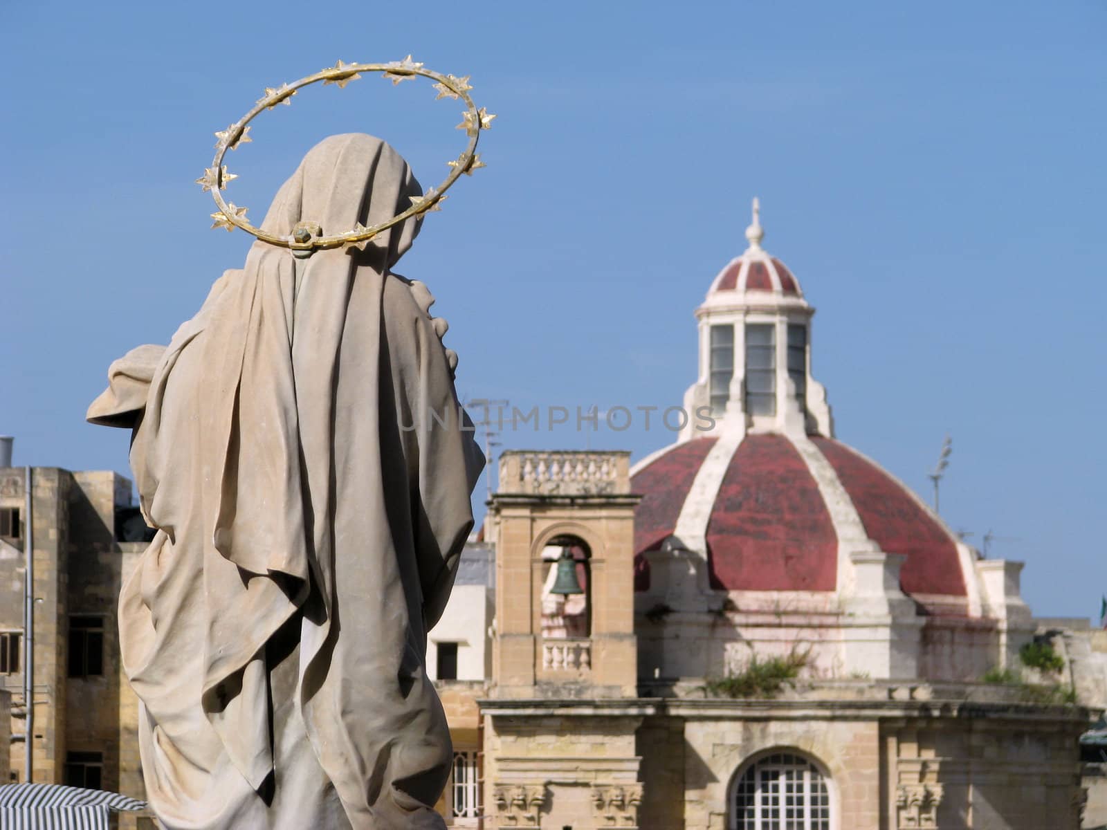 A detail of the marble statue of The Immaculate Conception in Cospicua, Malta.