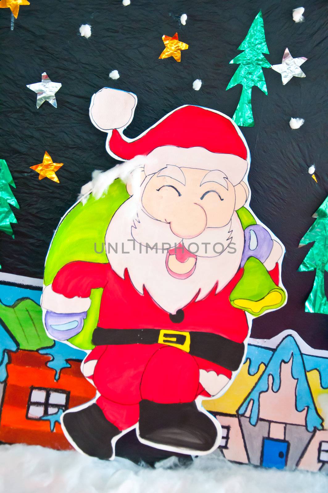 santa claus artwork from water color