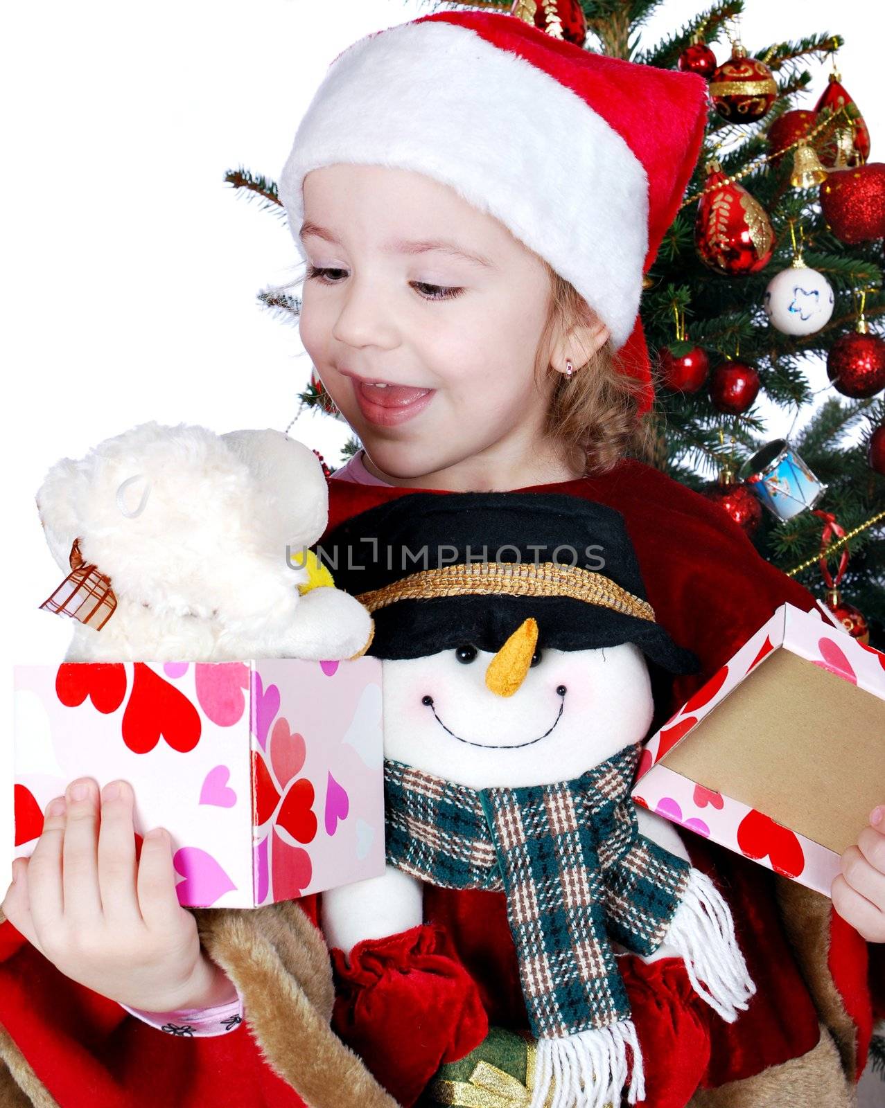 happy little girl with Christmas gift