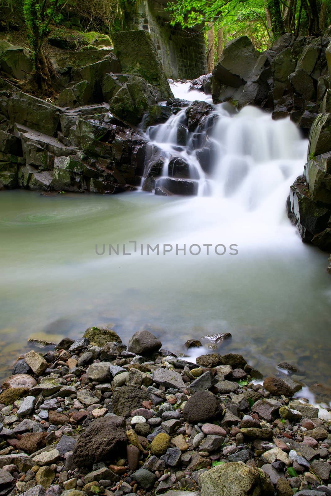 Small waterfall with blurred water surface