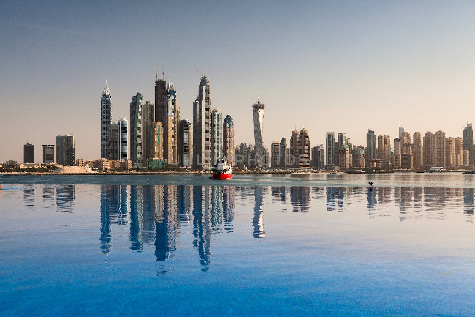 Reflection - The business district in Dubai