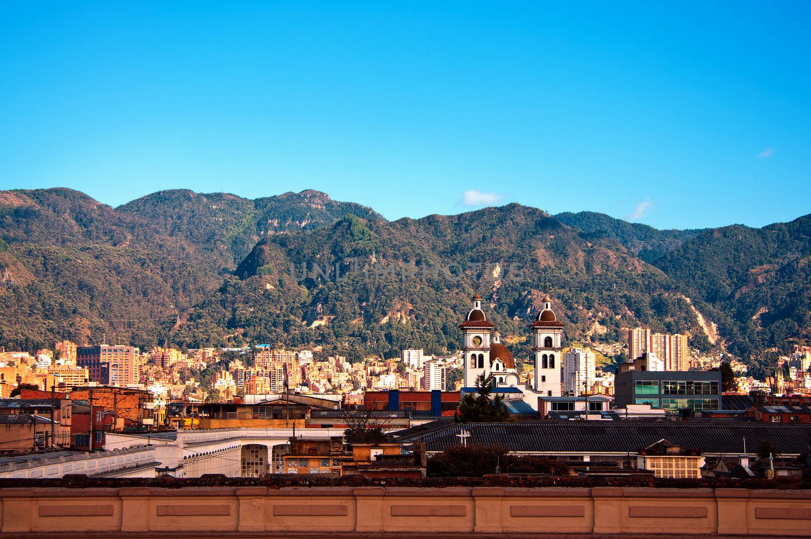 A view of Bogota, Colombia with the Andes mountains in the background.