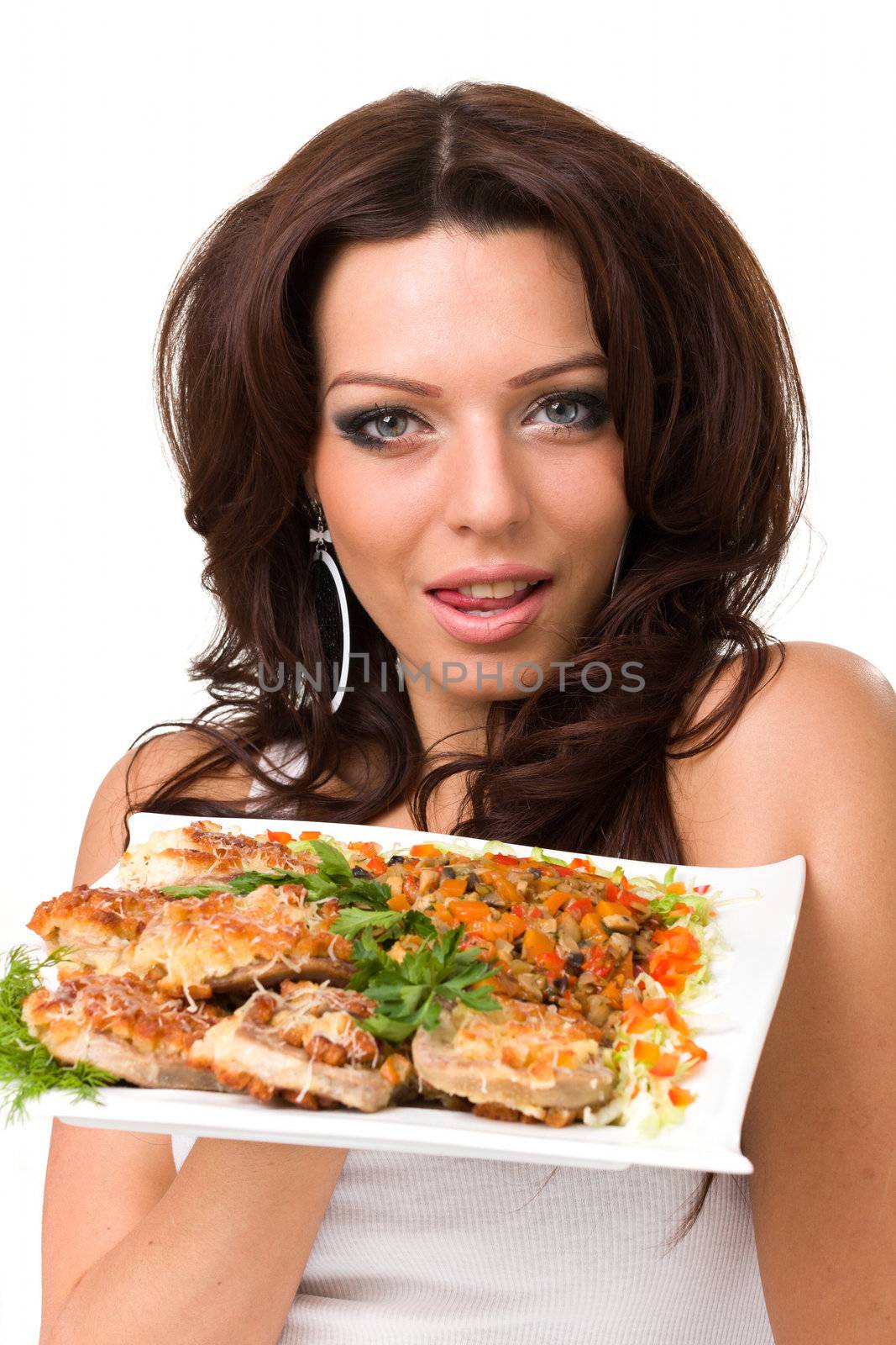Young woman posing with a meal by stepanov