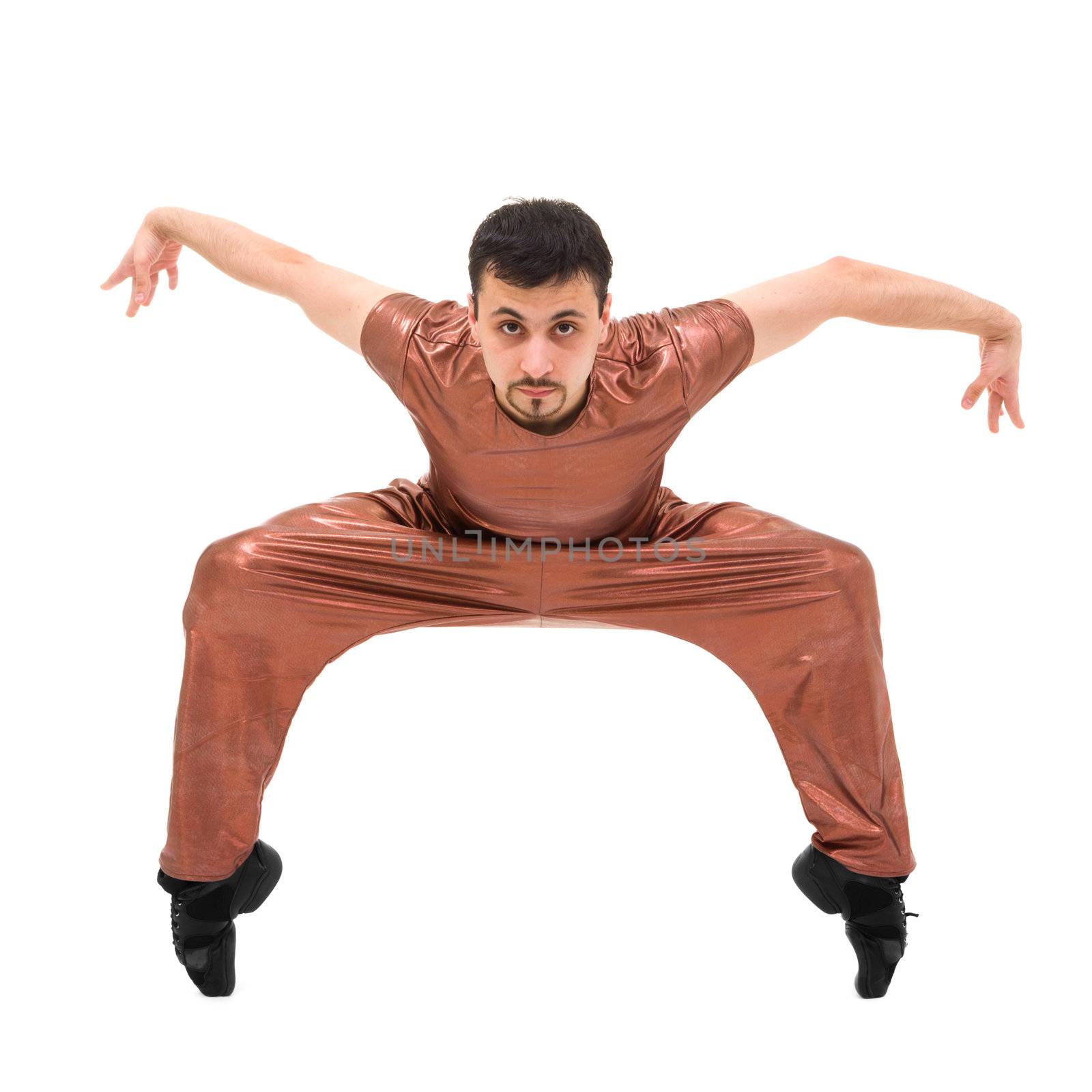 modern dancer showing some movements against isolated white background