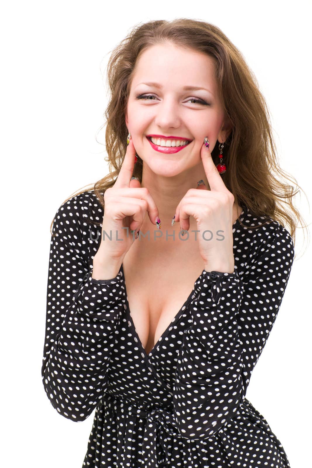 attractive smiling woman portrait on white background