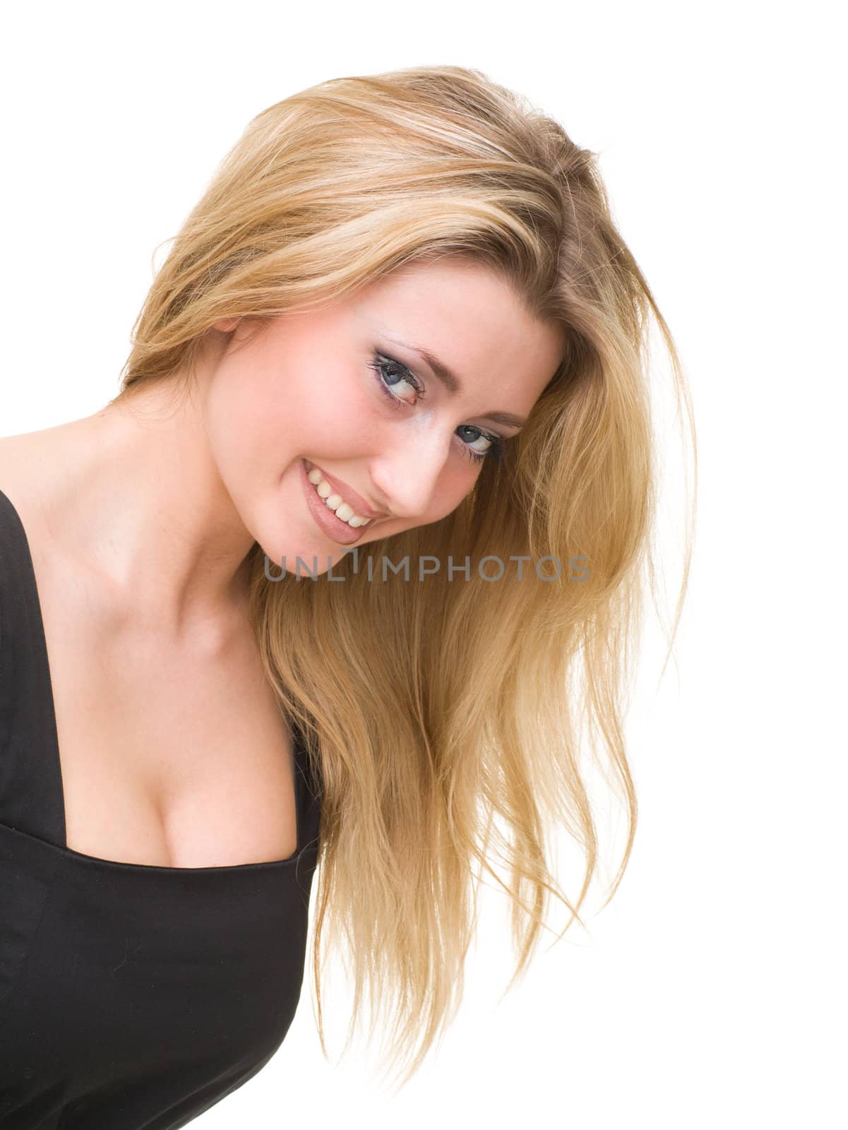 attractive smiling woman portrait on white background