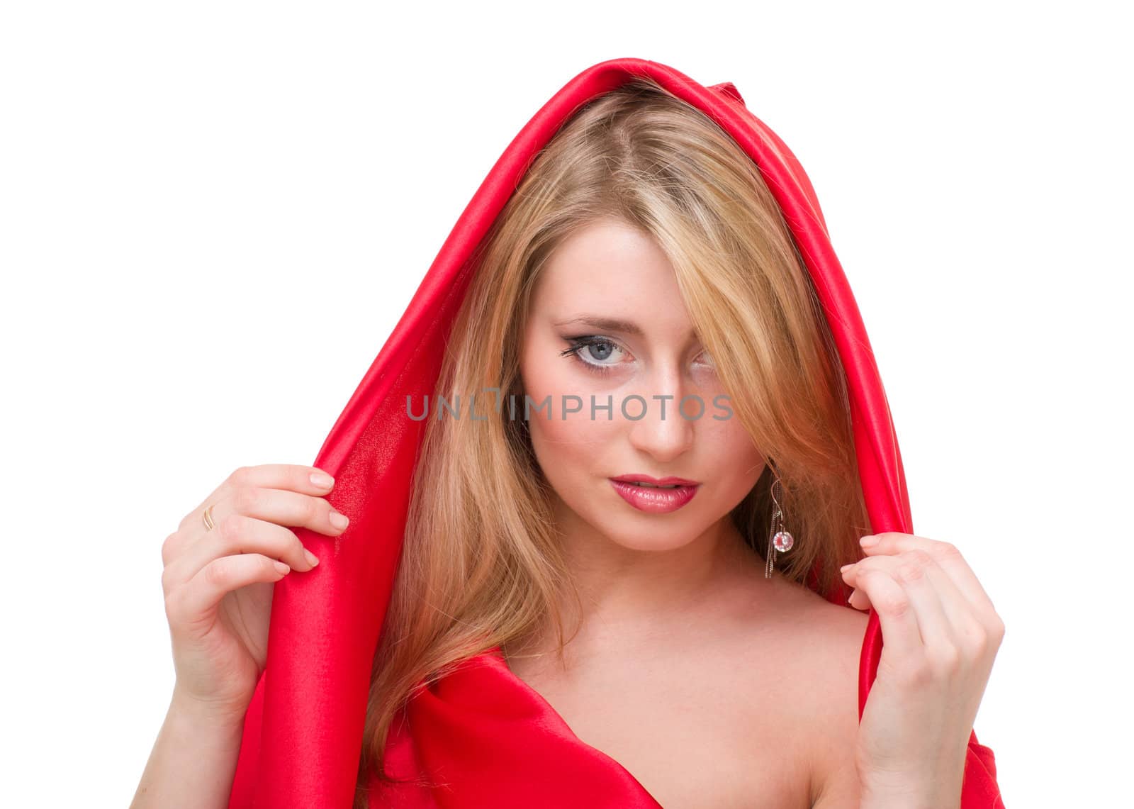 attractive woman portrait against isolated white background