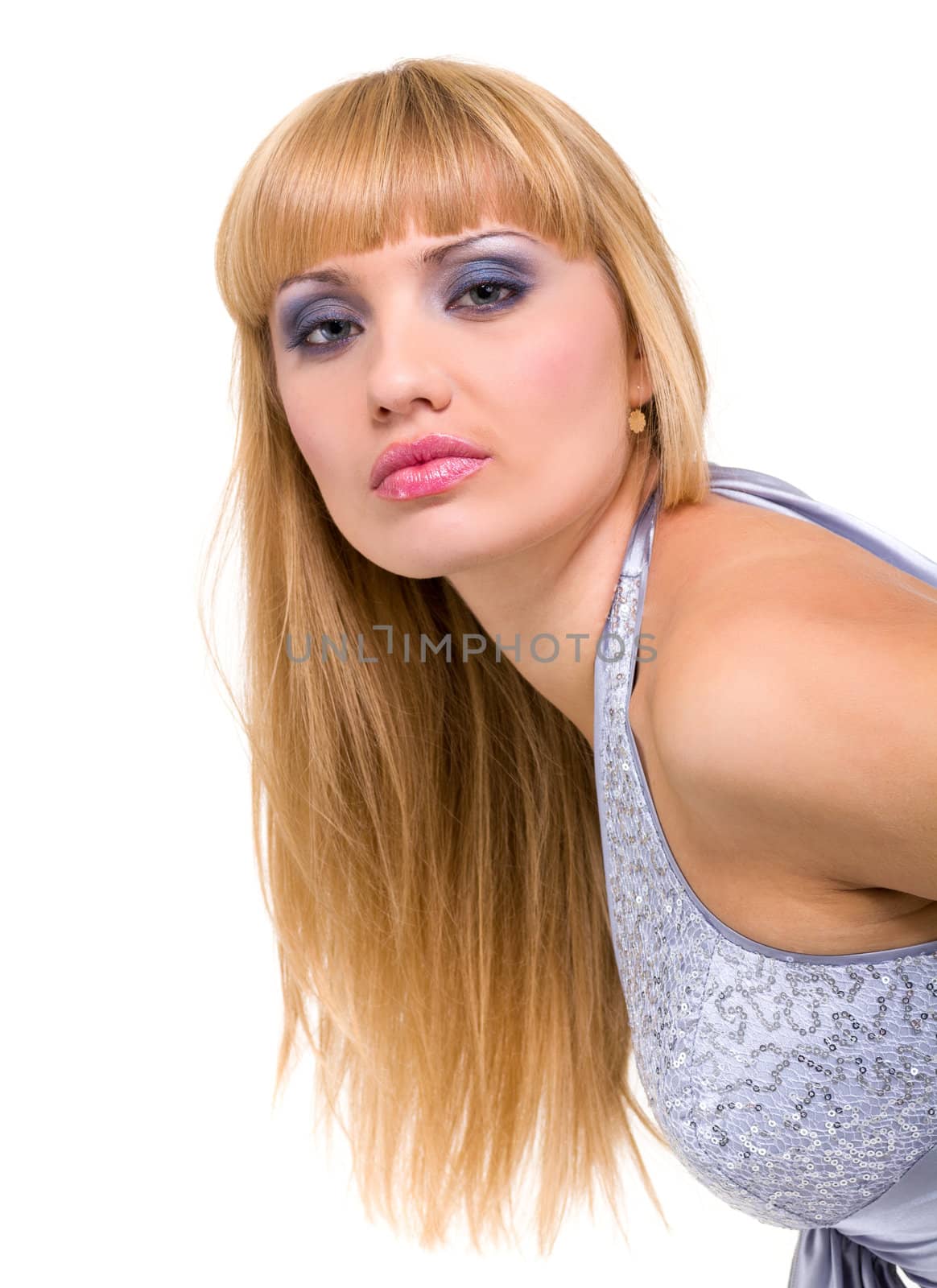 attractive woman portrait against isolated white background