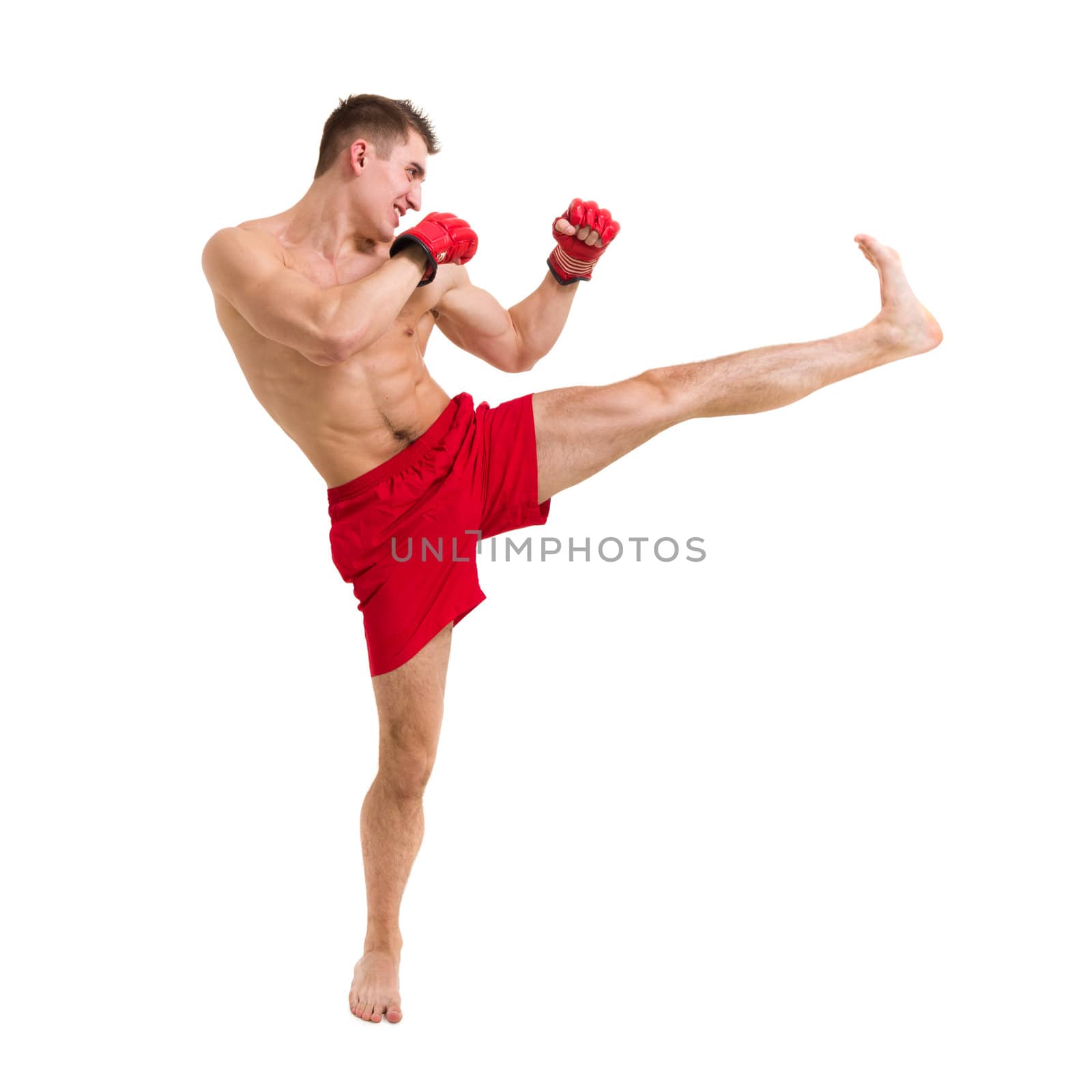 young fighter exercising by stepanov