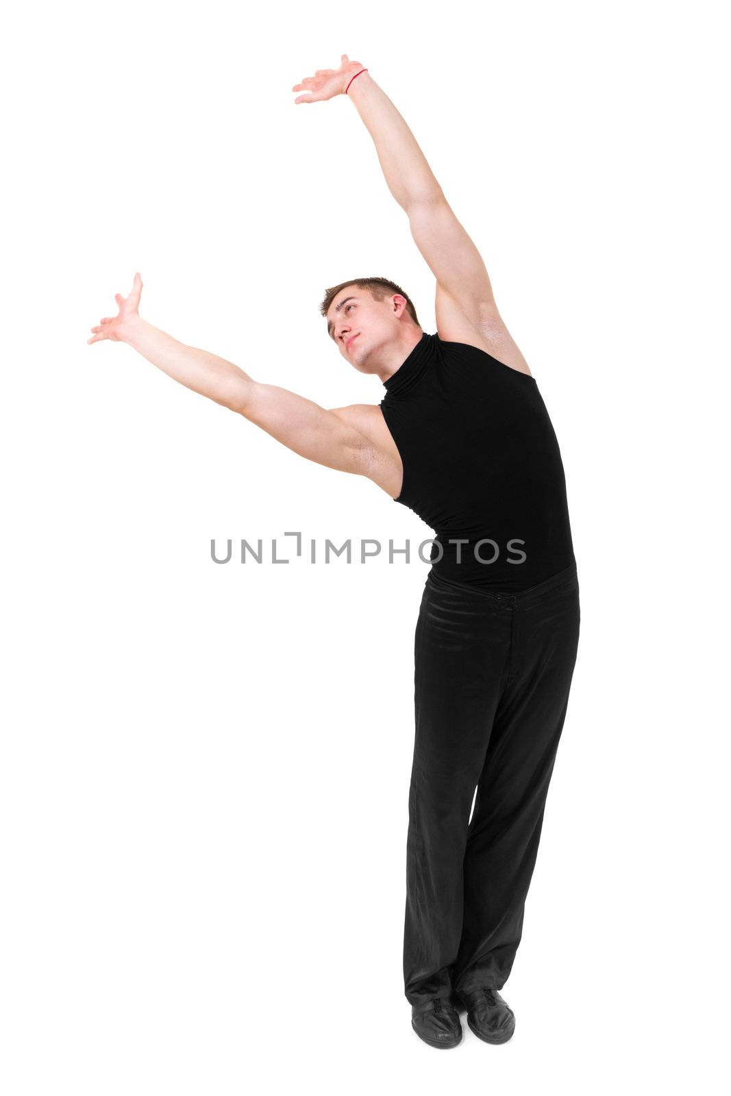 young gymnast posing on a white background