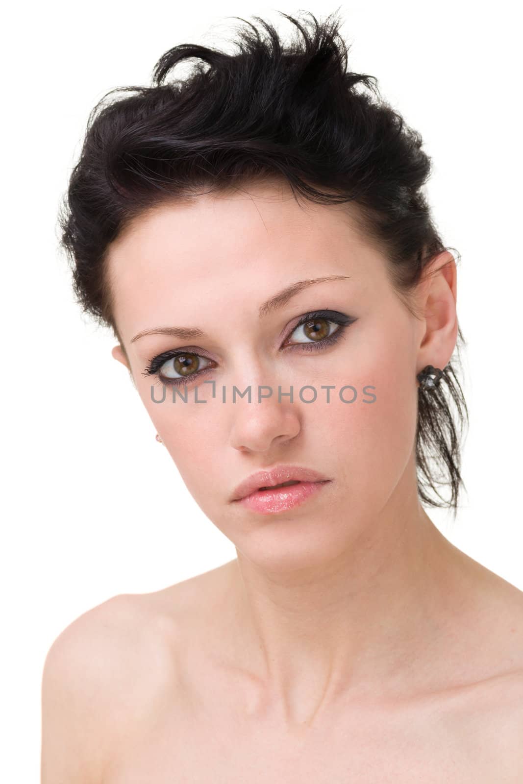 Young sensuality woman portrait against isolated white background