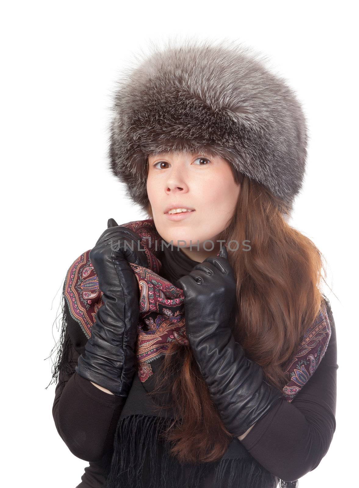 Vivacious woman in winter outfit by Discovod