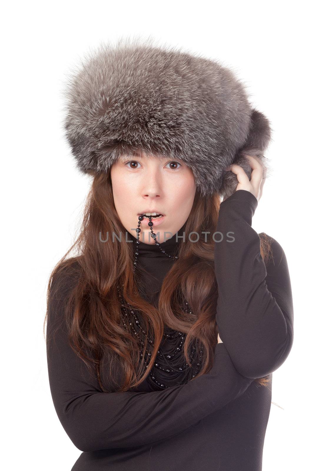 Vivacious woman in winter outfit by Discovod