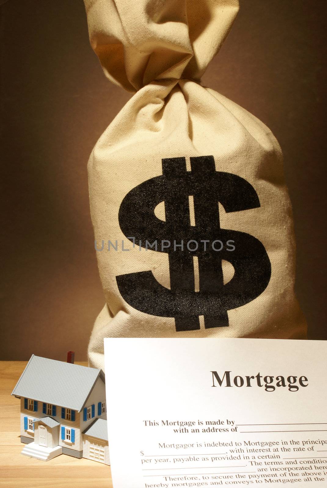 A bag of money to represent the cost of a housing unit.