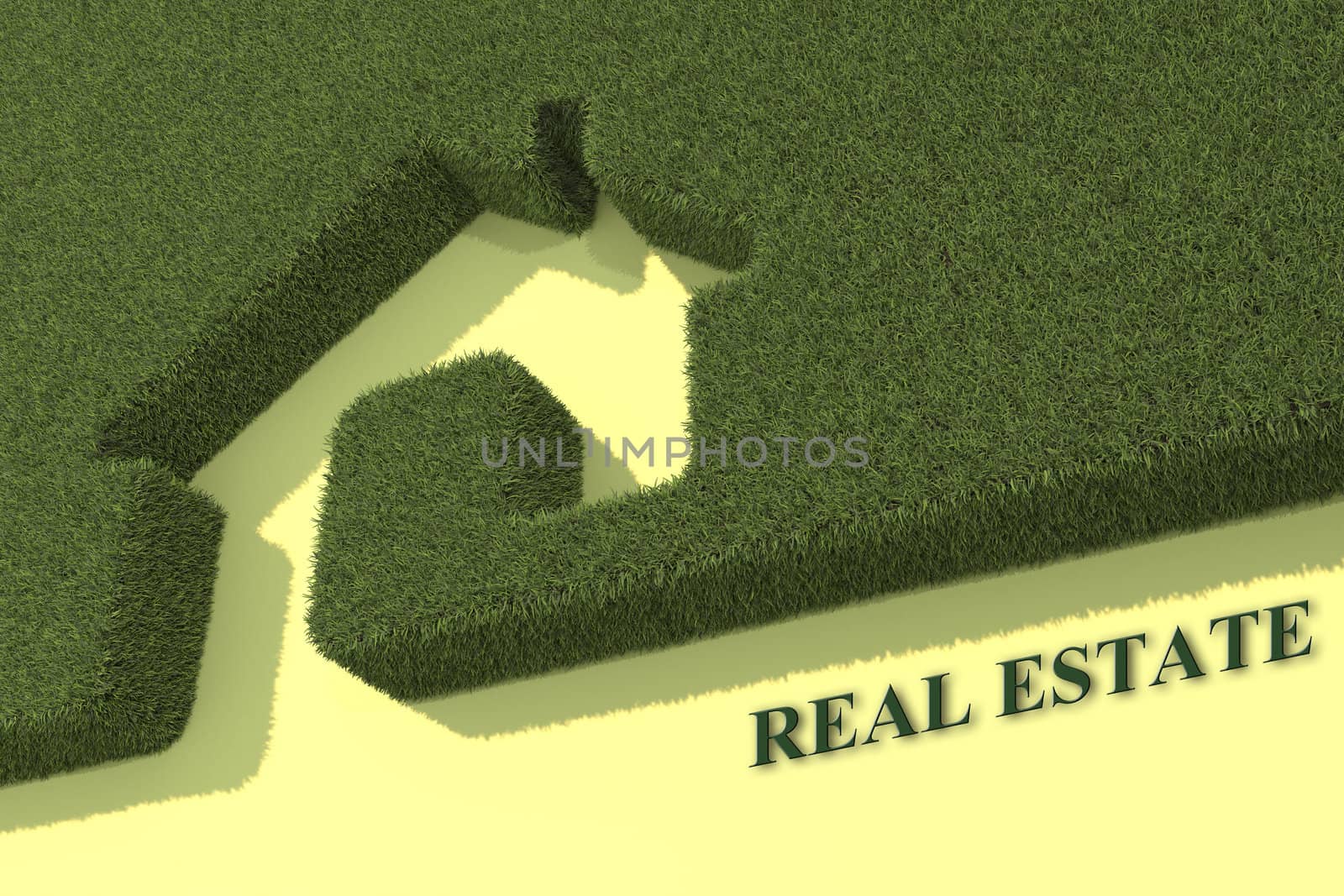 Green grass house symbol