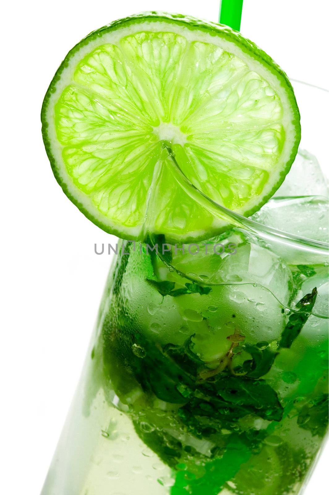 Mojito cocktail isolated on white background