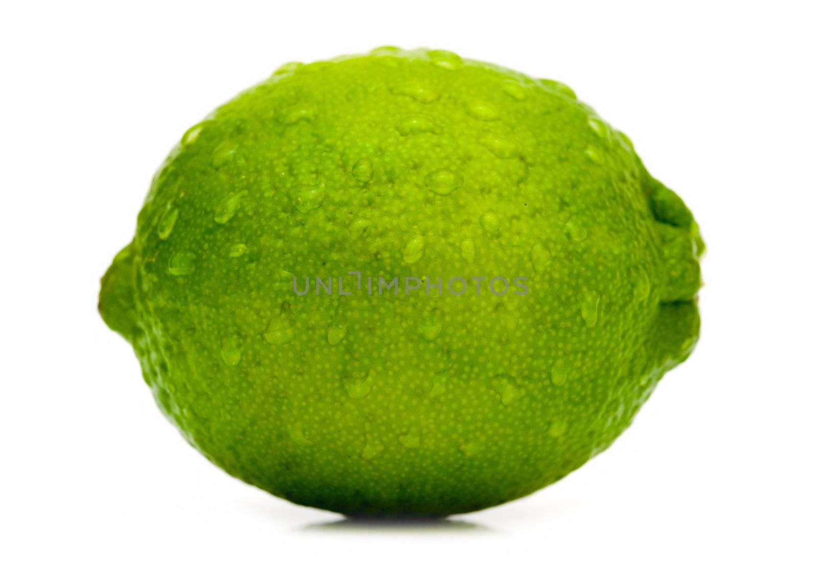 Lime with water drops isolated on white background