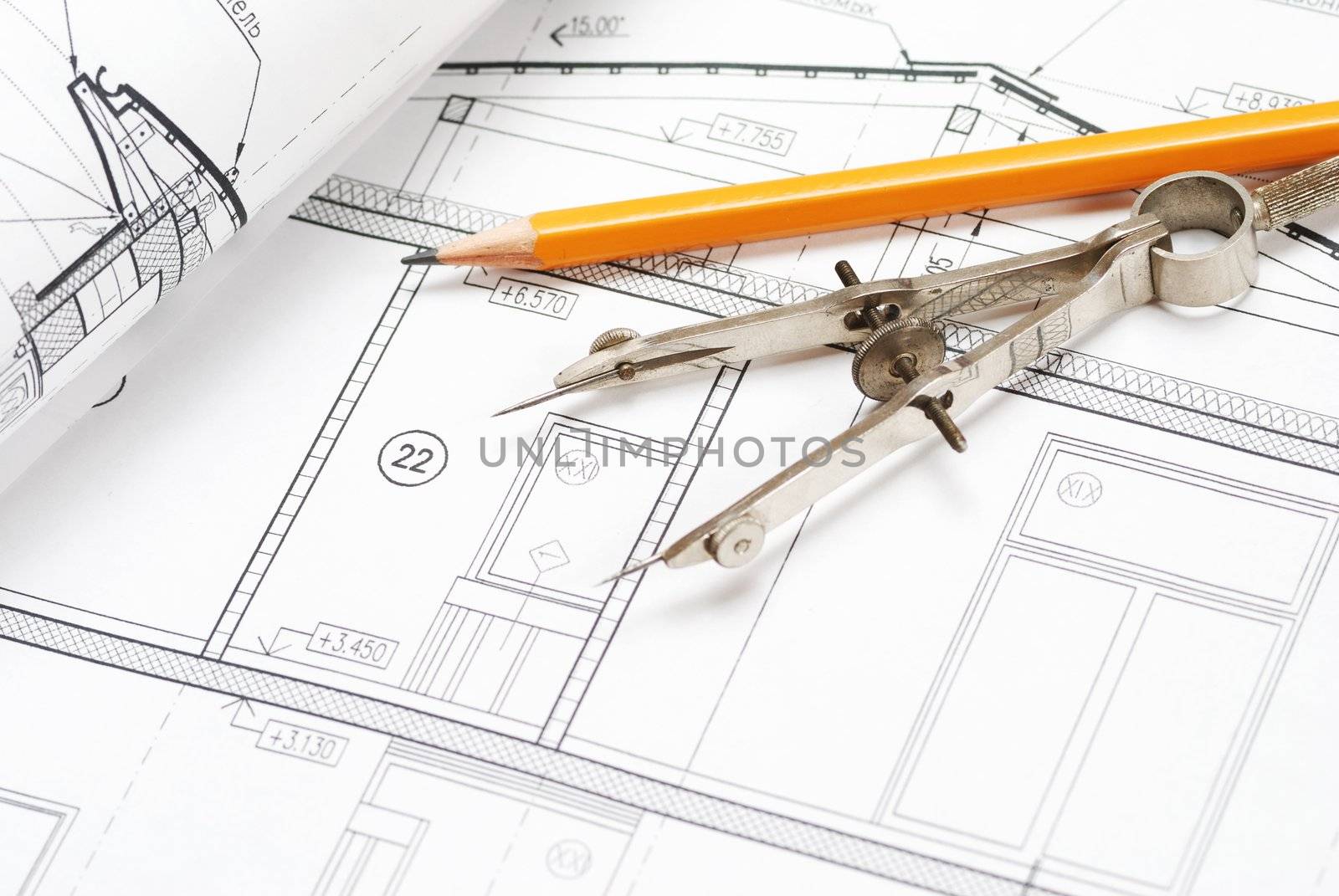 Tools over house plan blueprints