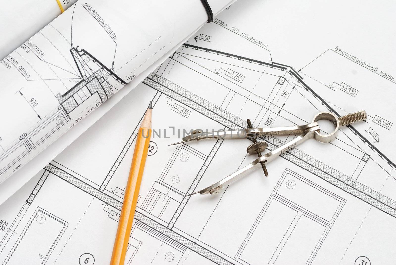 Tools over house plan blueprints