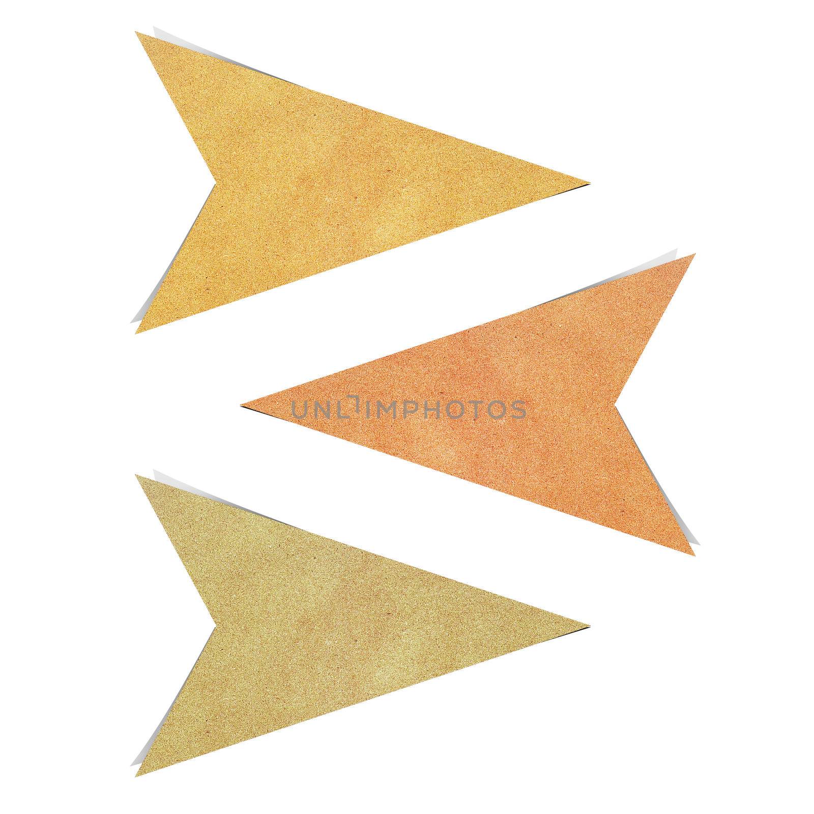 Paper texture ,Arrow tag recycled paper on white background by jakgree