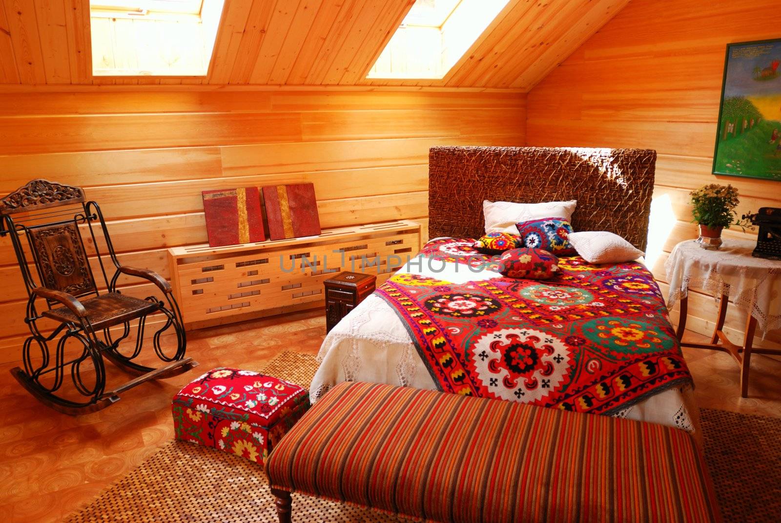 Wooden bedroom luxury rural interior