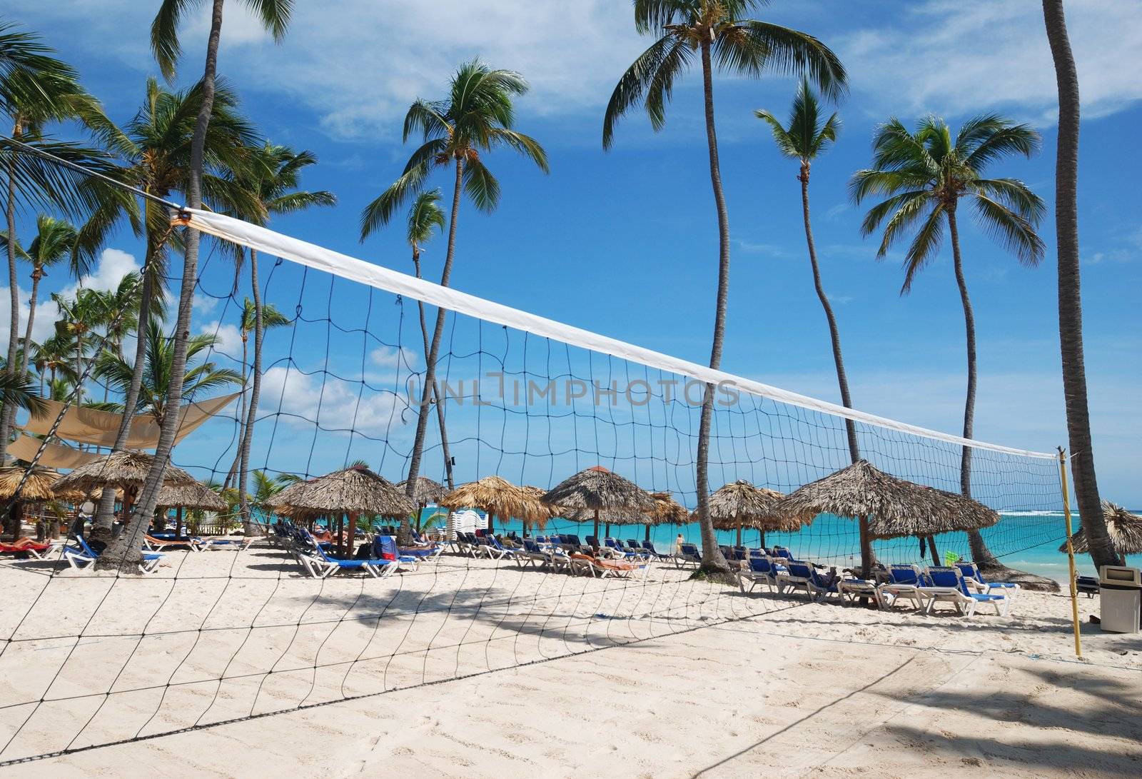 Beach Volleyball Net on beautiful caribbean beach in Dominican Republic