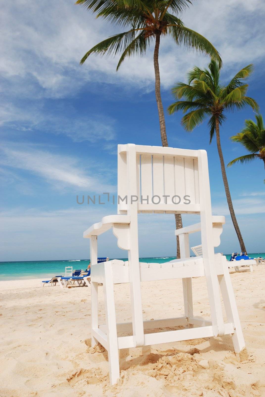 Chair on caribbean beach in Dominican Republic