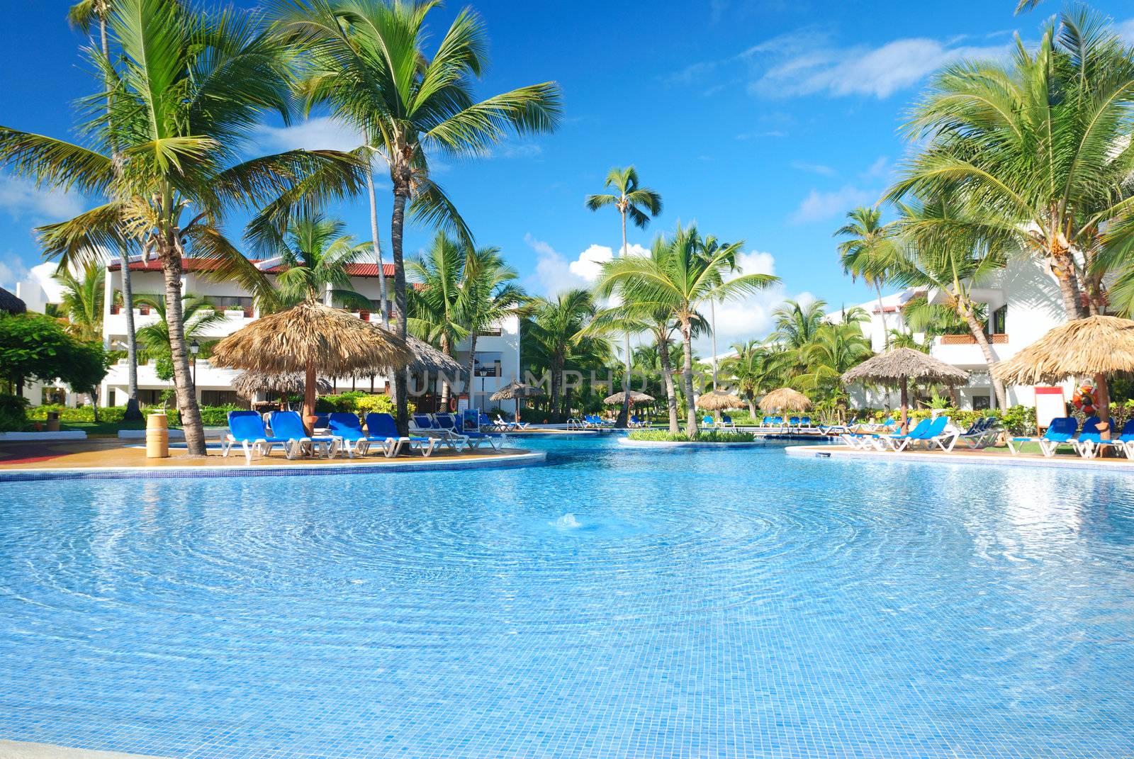 Swimming pool in the tropical hotel