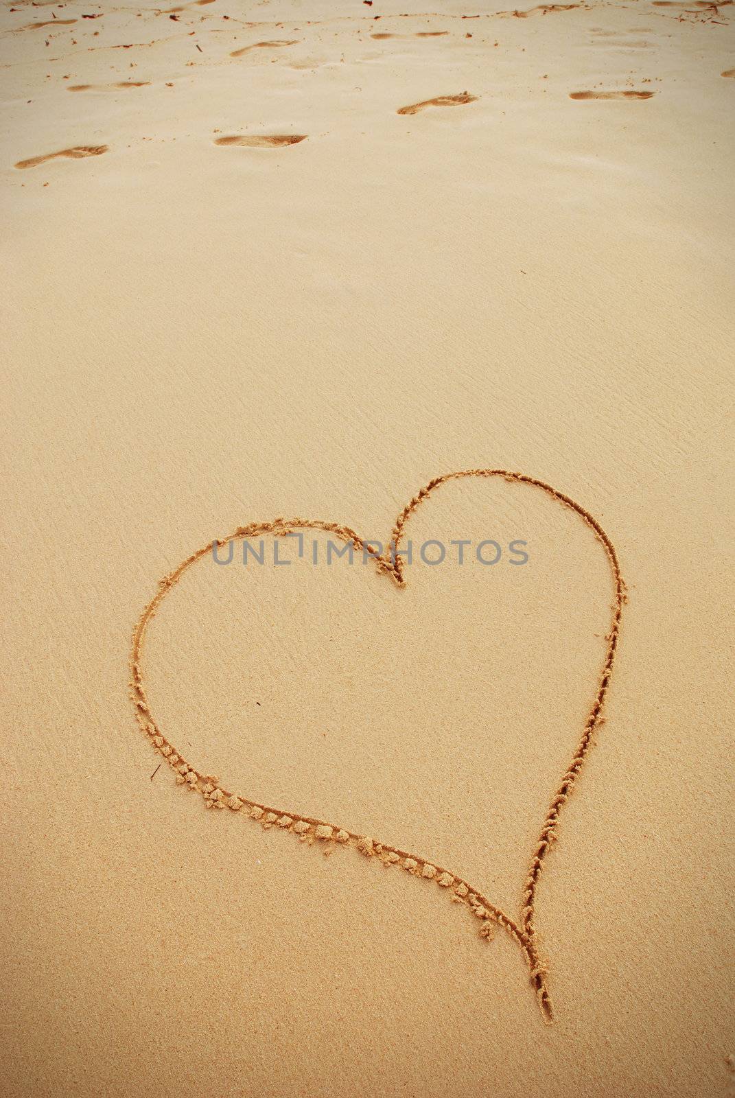 Heart symbol on caribbean beach in Dominican Republic