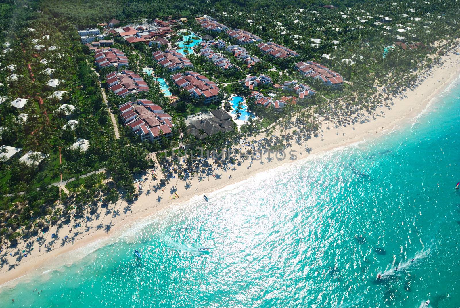 Beautiful caribbean beach in Dominican Republic aerial view