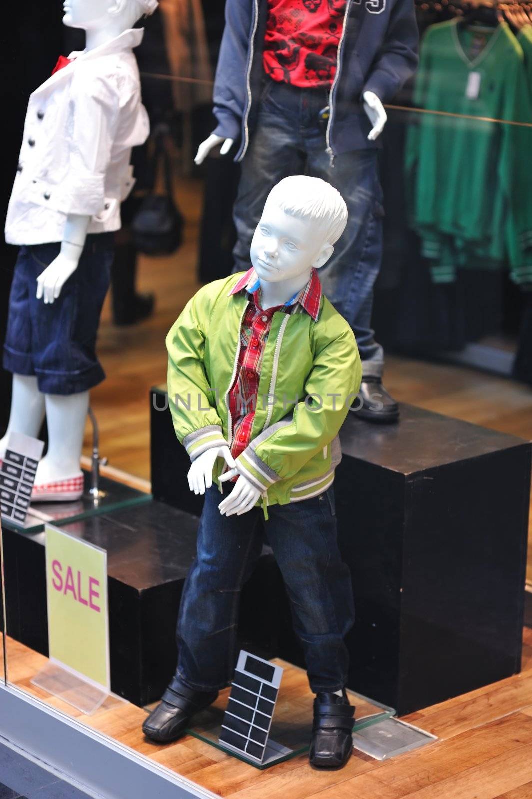 Dummy in the clothing store. No brandnames or copyright objects.