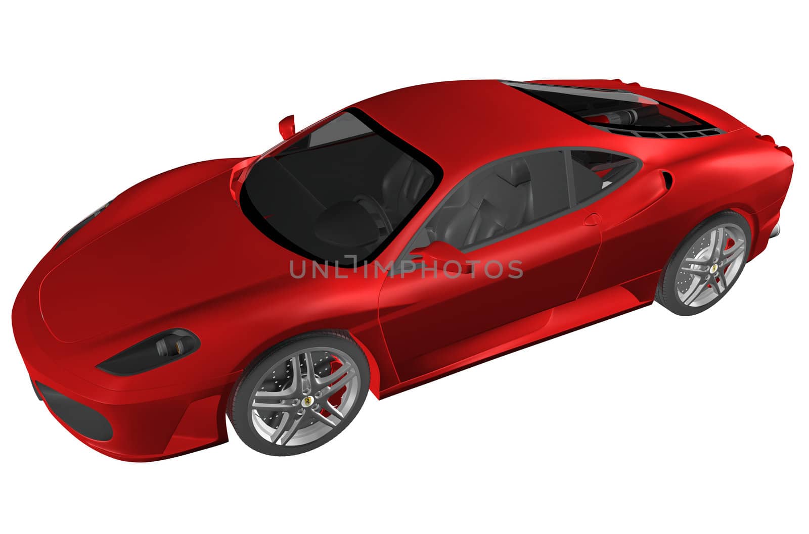 Sport red car 3D render illustration on white background