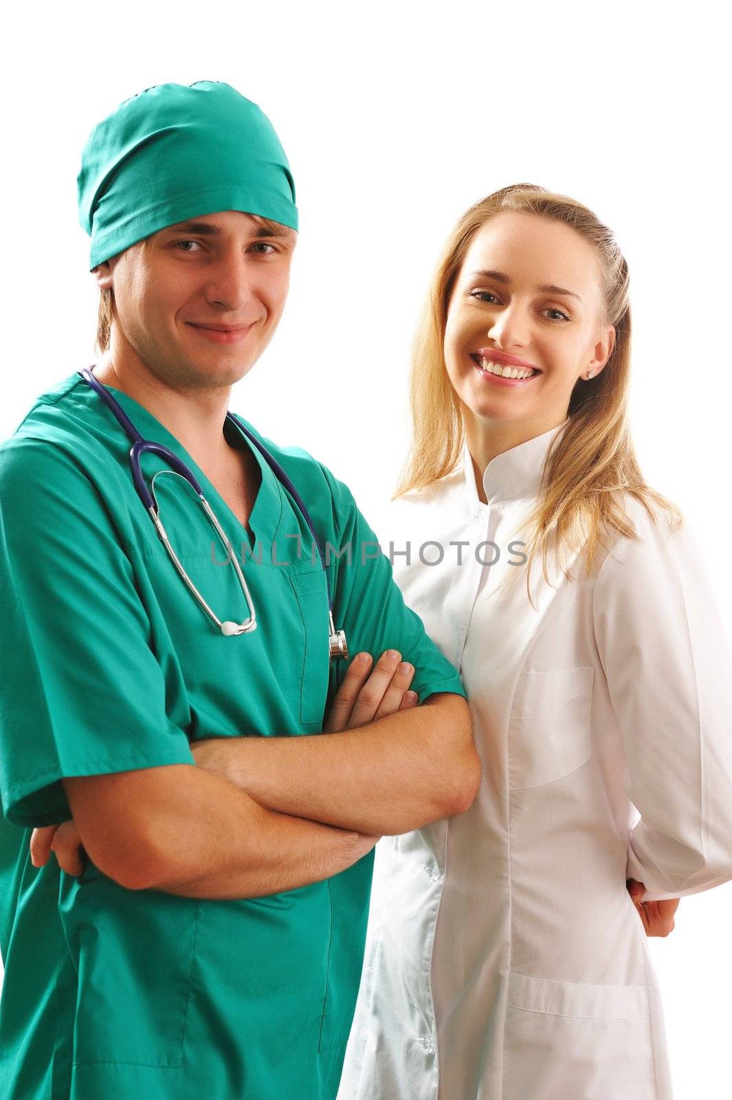 Doctors isolated on white background