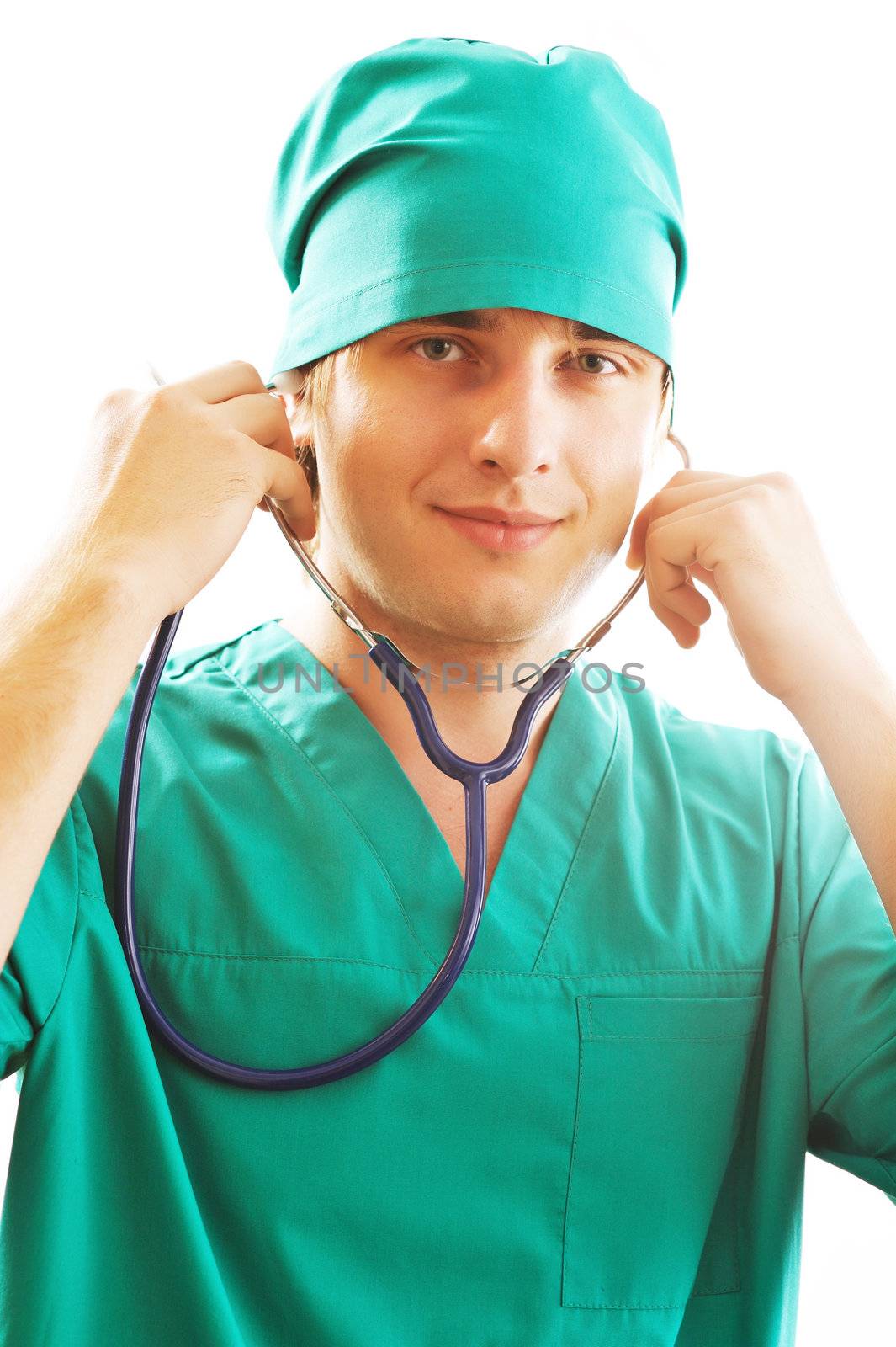 Doctor holding stethoscope by haveseen